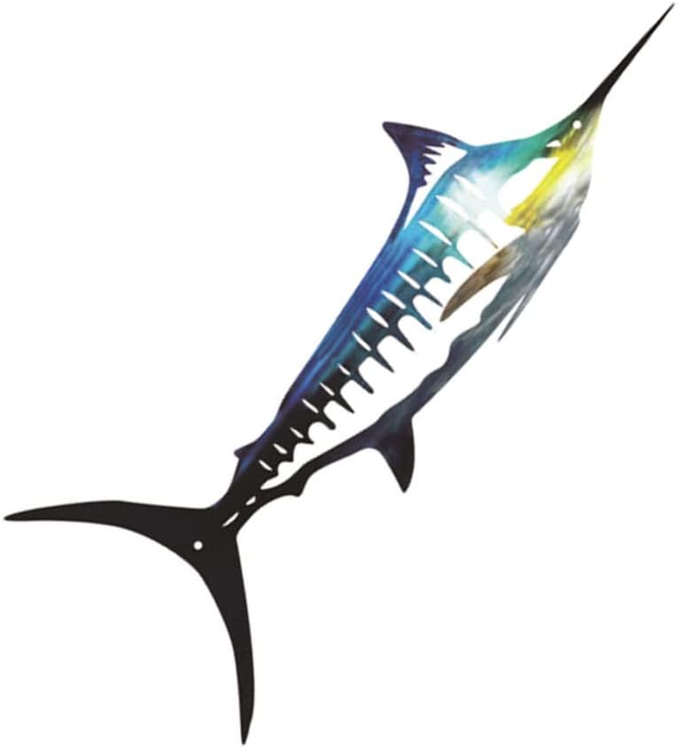 Metal Fish Wall Art Nautical Style Wall Decor Iron Swordfish Wall Art Metal Blue Marlin Wall Decor Balcony Wrought Iron Garden Porch Metal Fish Home Decor