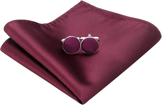 Bow Tie Set for Men – Bow Tie, Pocket Square, Cufflinks Set with Gift Box - Burgundy