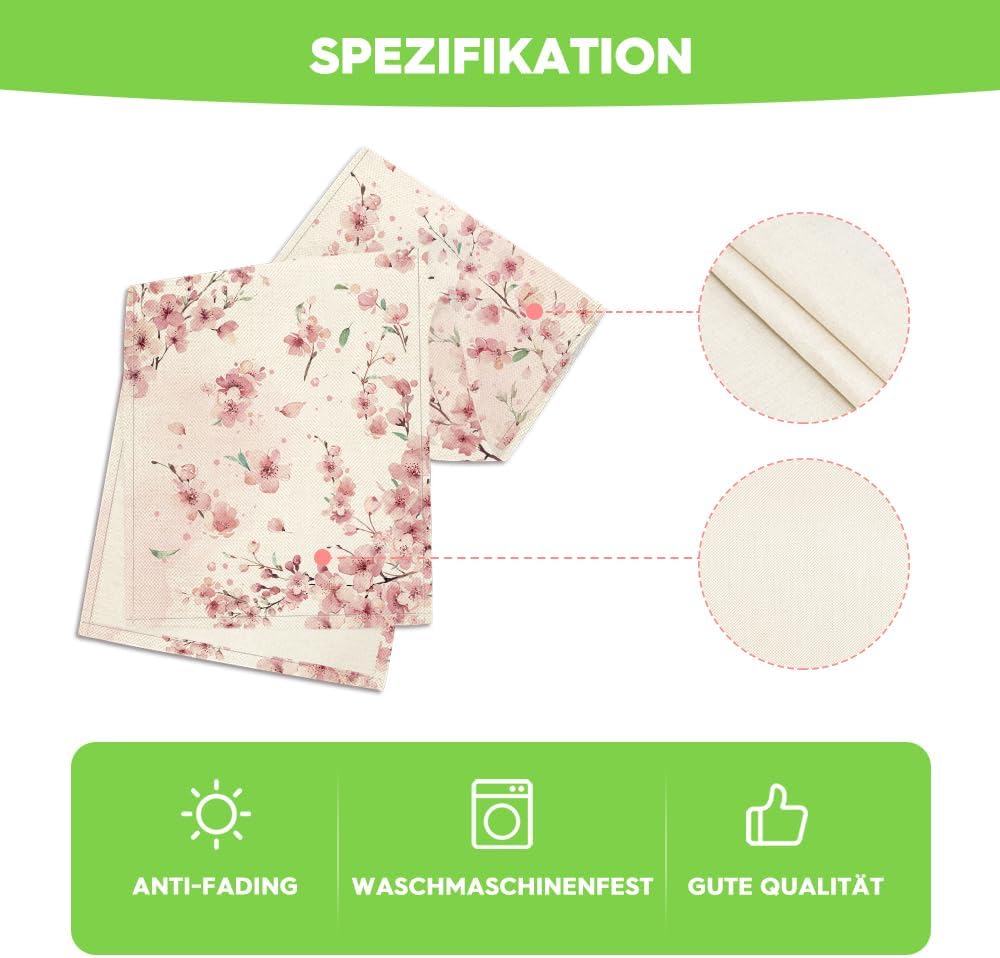 Artoid Mode Sakura Leaves Spring Table Runner, Seasonal Summer Kitchen Dining Table Decoration for Home Party Decor 40x180 cm