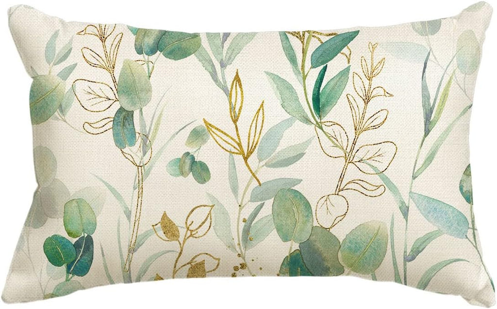Artoid Mode Green Eucalyptus Leaves-Cushion Cover, 30x50 cm Seasonal Decorative Pillow Case Cover Sofa Living Room Decor