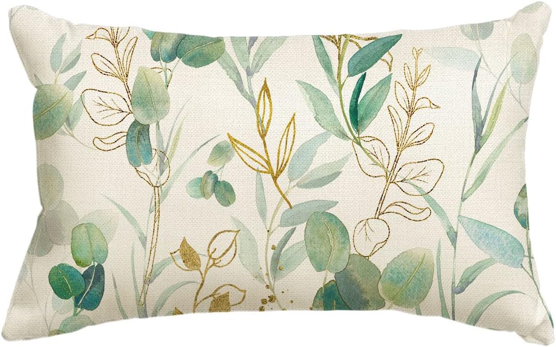 Artoid Mode Green Eucalyptus Leaves-Cushion Cover, 30x50 cm Seasonal Decorative Pillow Case Cover Sofa Living Room Decor