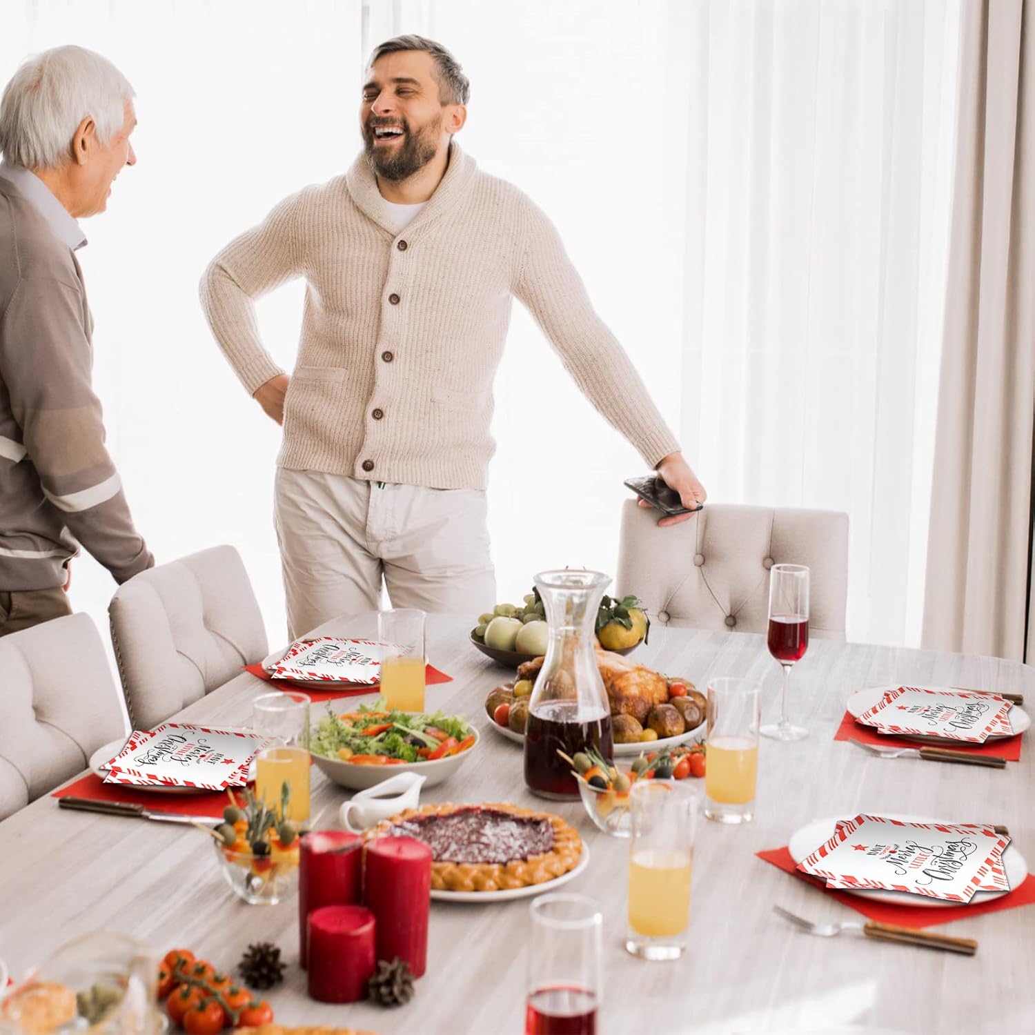 40 Pcs Christmas Napkins Paper Disposable Xmas Serviettes 13 x 13 Inches Christmas Decoupage Decorative Paper Cocktail Napkins for Winter Holiday Dinner Party