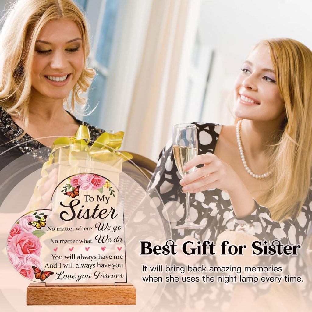 Sister Gifts, Sister Birthday Gifts, Heart-Shaped Acrylic Plaque Gifts for Sister, Sister Gift from Sister, Big Sister Gift, Little Sister Gift, Best Sister Gift, Funny Sister Gifts Present