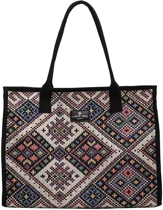 Tote Bag for Women, Retro Soft Shoulder Bag Large Capacity Handbag with Zipper