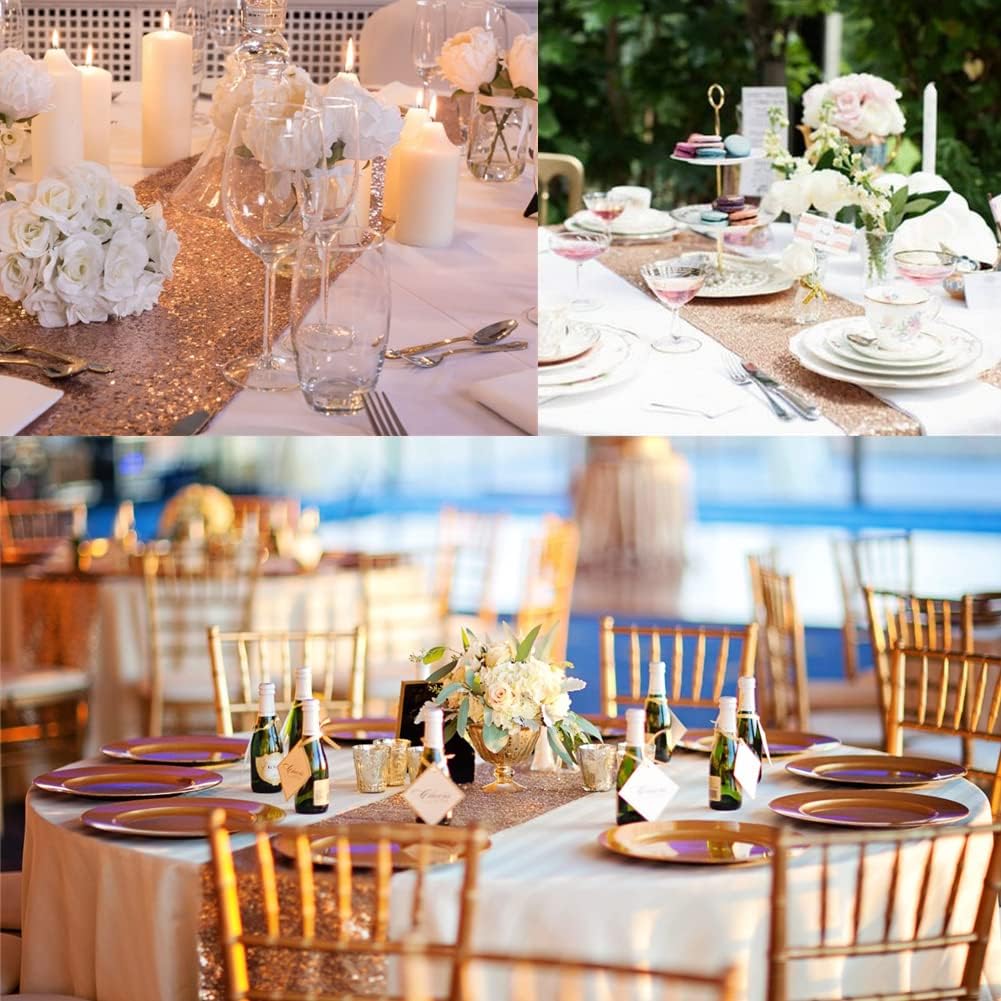 Set of 2- Sequins Table Runner- Sparking Wedding Table Runners- Rose Gold