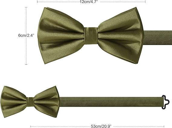 HOULIFE Bow Tie Set for Men – Bow Tie, Pocket Square, Cufflinks Set with Gift Box - Olive Green
