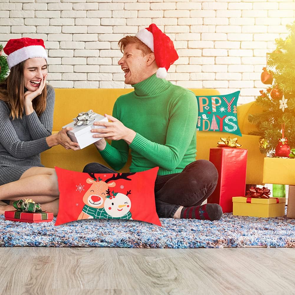 Set of 4 -Gukasxi Christmas Decorative Throw Pillow Covers 12x20 (30cm x 50cm)