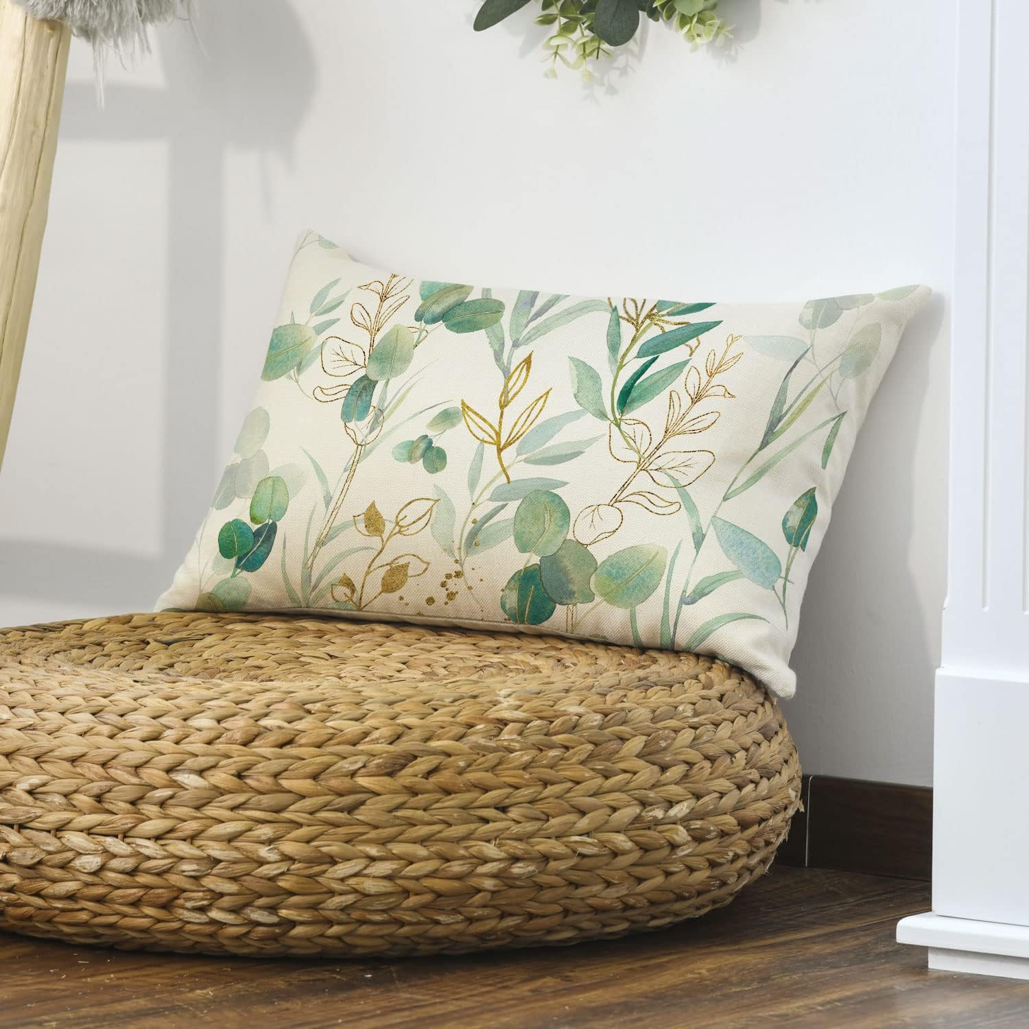 Artoid Mode Green Eucalyptus Leaves-Cushion Cover, 30x50 cm Seasonal Decorative Pillow Case Cover Sofa Living Room Decor