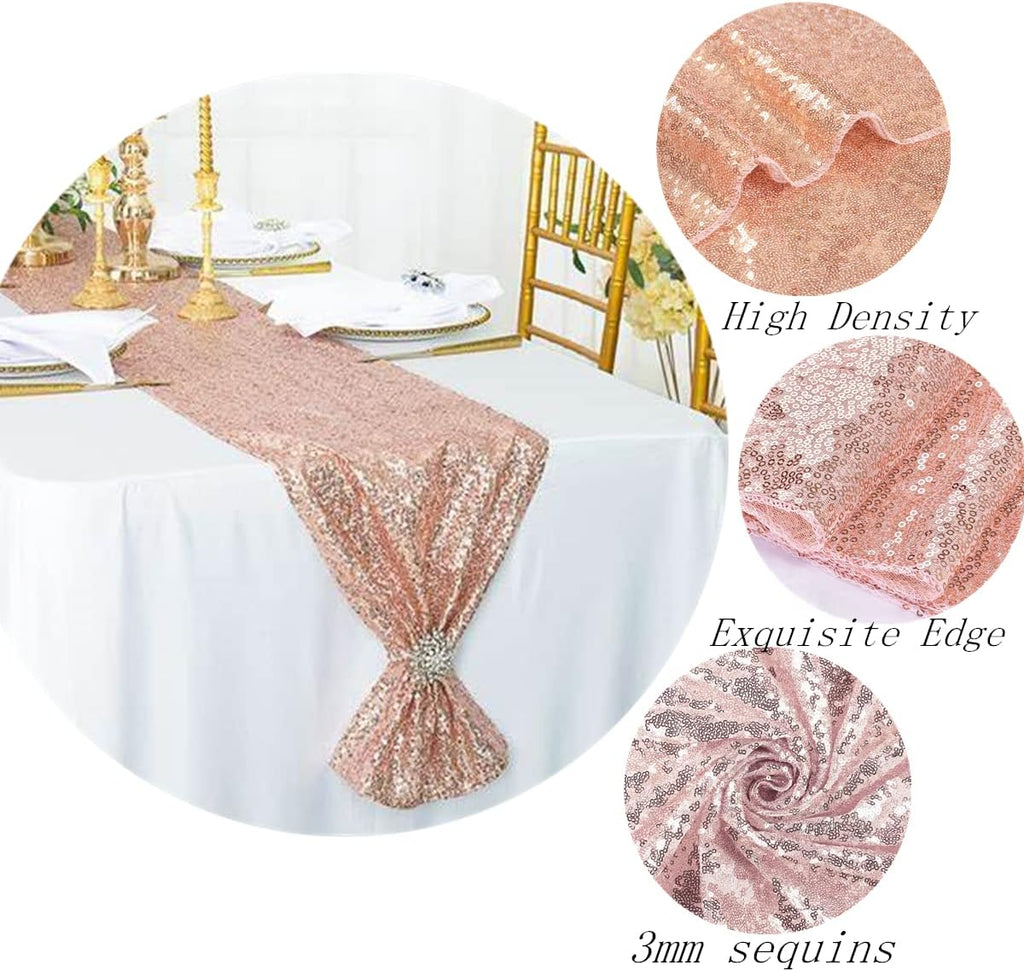 Set of 2- Sequins Table Runner- Sparking Wedding Table Runners- Rose Gold