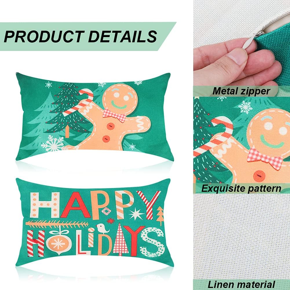 Set of 4 -Gukasxi Christmas Decorative Throw Pillow Covers 12x20 (30cm x 50cm)