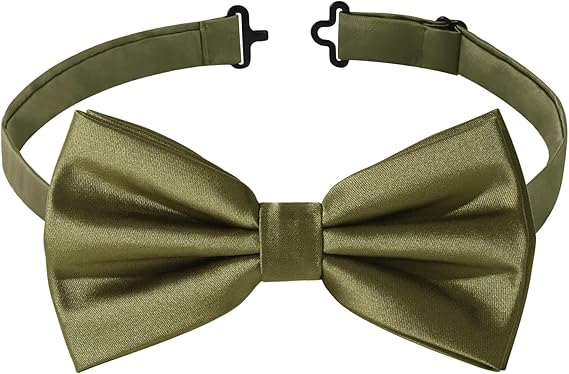 HOULIFE Bow Tie Set for Men – Bow Tie, Pocket Square, Cufflinks Set with Gift Box - Olive Green
