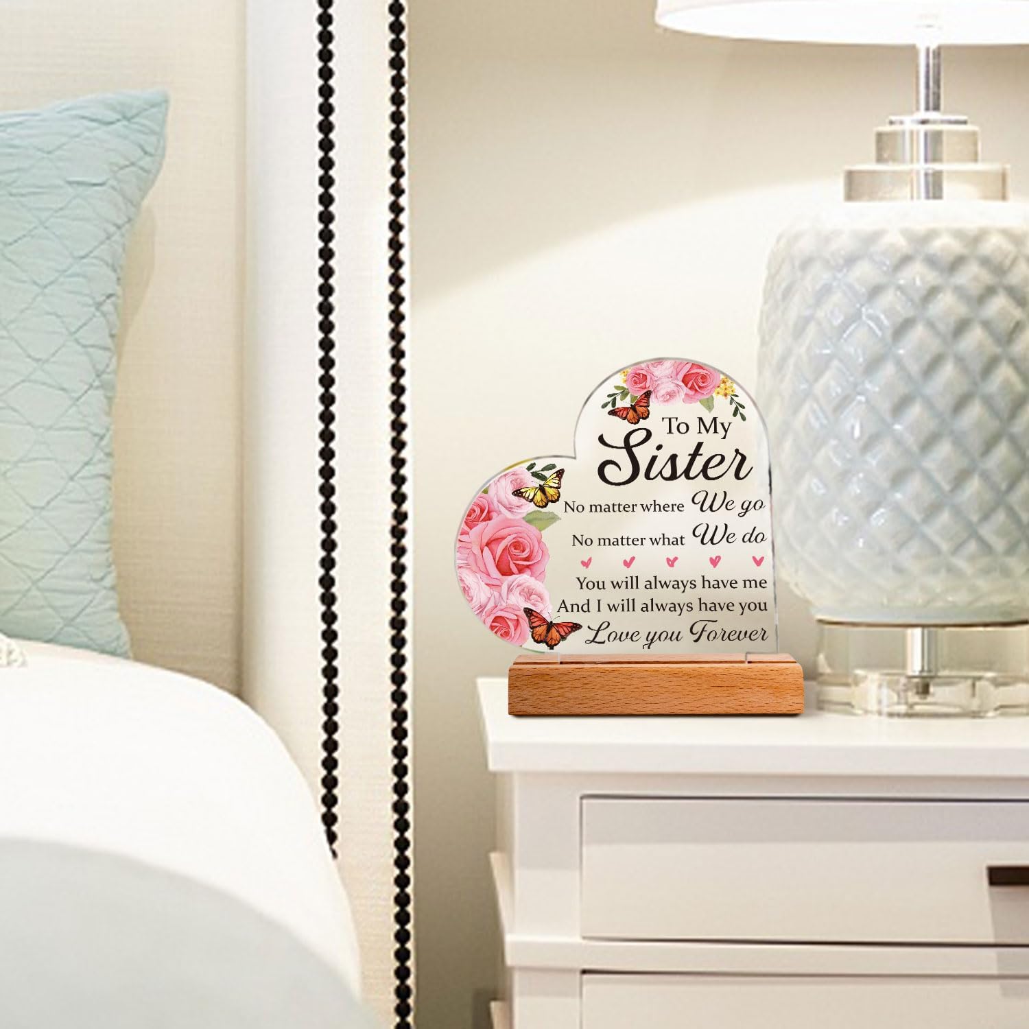 Sister Gifts, Sister Birthday Gifts, Heart-Shaped Acrylic Plaque Gifts for Sister, Sister Gift from Sister, Big Sister Gift, Little Sister Gift, Best Sister Gift, Funny Sister Gifts Present