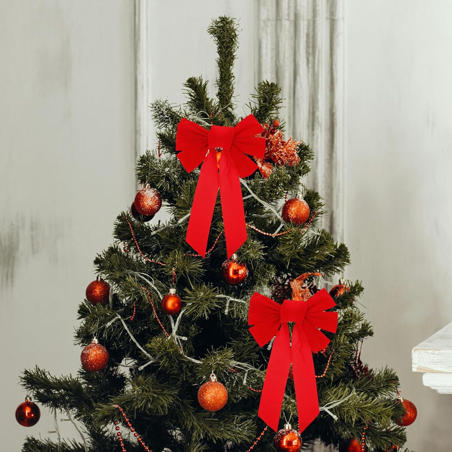 4Pcs Large Red Bows Christmas Door Bow Christmas s for Front Door Wreath Garland Tree Decor Indoor Outdoor Holiday Decorations