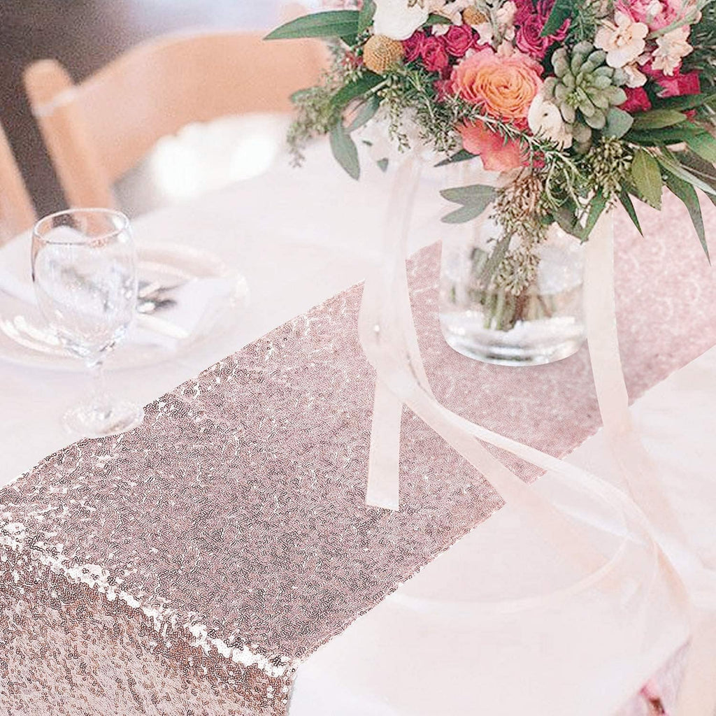 Set of 2- Sequins Table Runner- Sparking Wedding Table Runners- Rose Gold