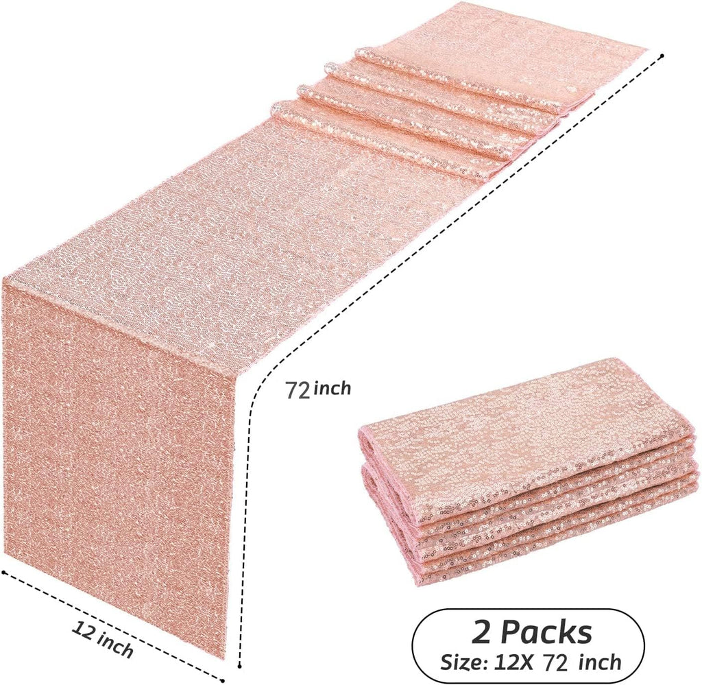 Set of 2- Sequins Table Runner- Sparking Wedding Table Runners- Rose Gold