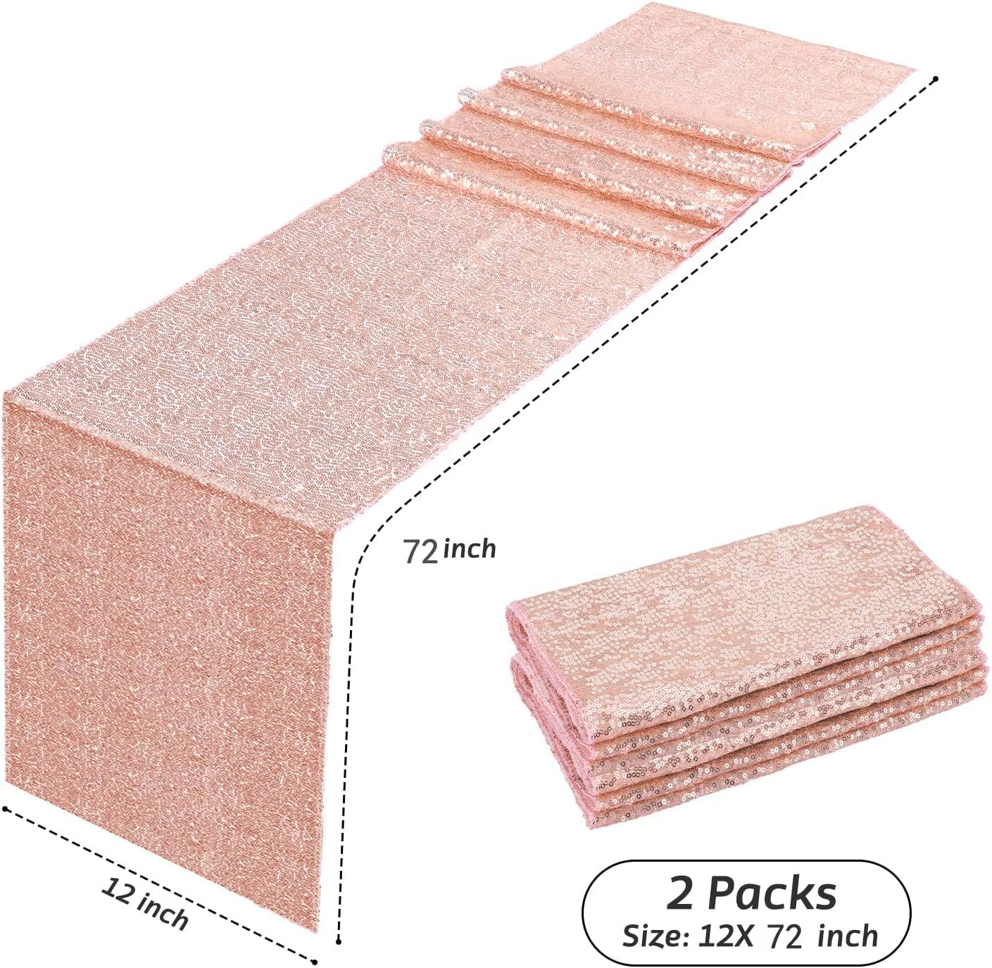 Set of 2- Sequins Table Runner- Sparking Wedding Table Runners- Rose Gold