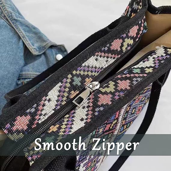 Tote Bag for Women, Retro Soft Shoulder Bag Large Capacity Handbag with Zipper