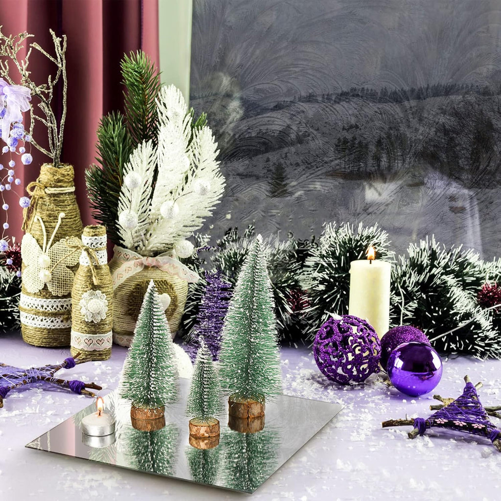 Set of 12 Square Mirror Candle Plate Set - 25×25cm/10×10 Inch Frameless Mirrors Trays Wall Mounted Glass Mirror Tiles Wedding Centerpieces for Table, Party Decor, Crafts