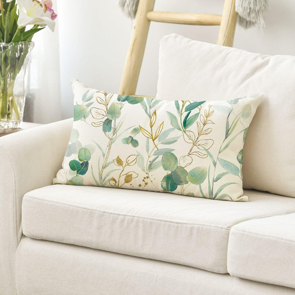 Artoid Mode Green Eucalyptus Leaves-Cushion Cover, 30x50 cm Seasonal Decorative Pillow Case Cover Sofa Living Room Decor