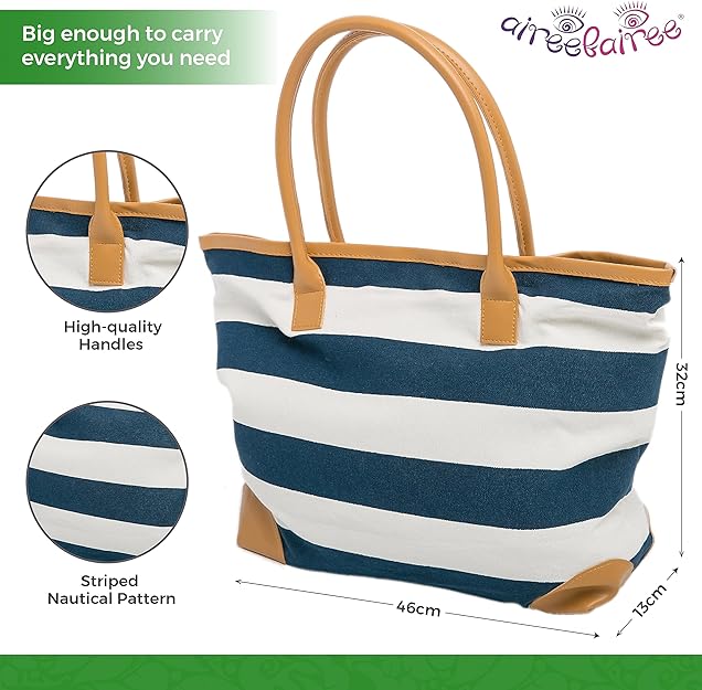 Beach Bag Women's Shoulder Bag Shopper 46 x 32 CMS Summer Bag Nautical Stripes