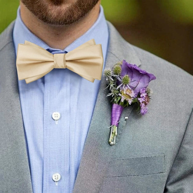 Bow Tie Set for Men Adjustable Pre-tied Bowtie with Pocket Square