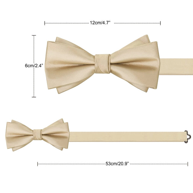 Bow Tie Set for Men Adjustable Pre-tied Bowtie with Pocket Square