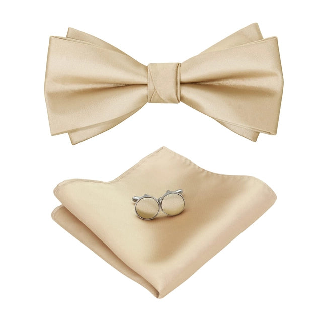 Bow Tie Set for Men Adjustable Pre-tied Bowtie with Pocket Square