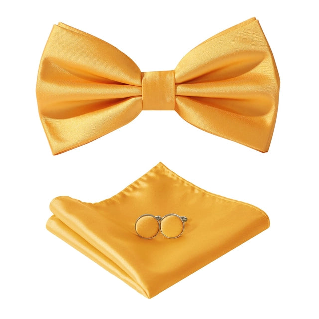 Bow Tie Set for Men Adjustable Pre-tied Bowtie with Pocket Square