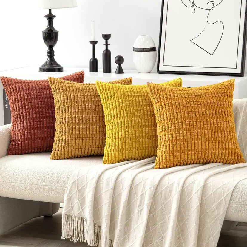 MIULEE Pack of 4 Corduroy Cushion Covers Square Soft Pilllow Covers 45x45 cm