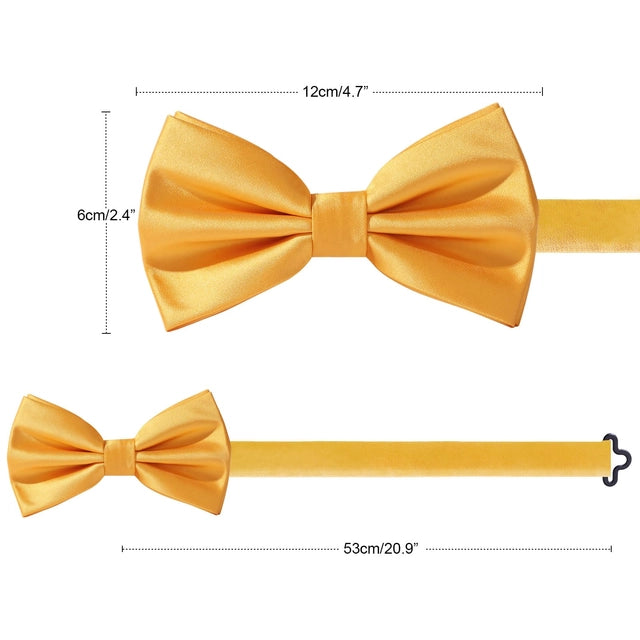 Bow Tie Set for Men Adjustable Pre-tied Bowtie with Pocket Square