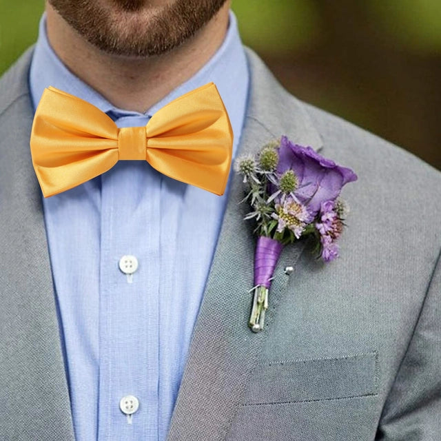 Bow Tie Set for Men Adjustable Pre-tied Bowtie with Pocket Square