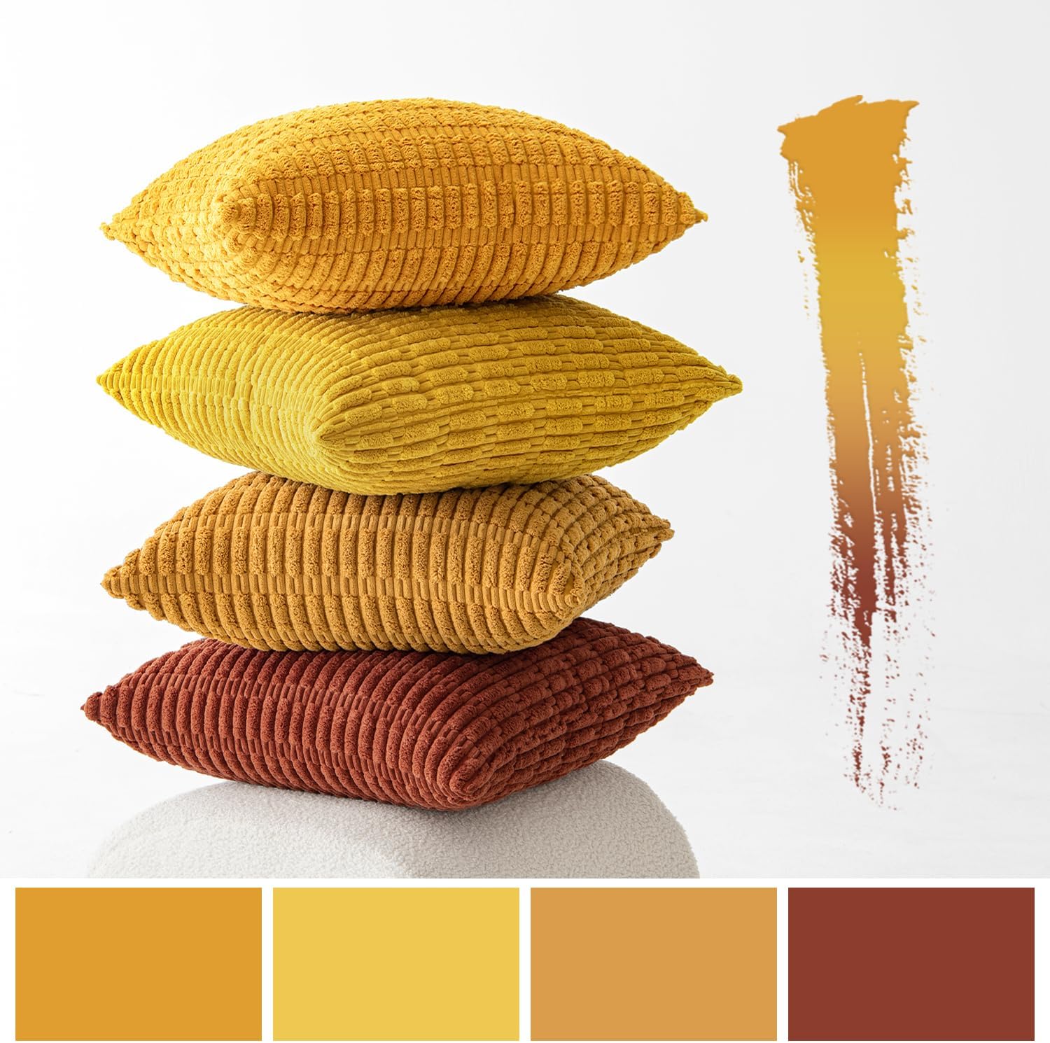 MIULEE Pack of 4 Corduroy Cushion Covers Square Soft Pilllow Covers 45x45 cm