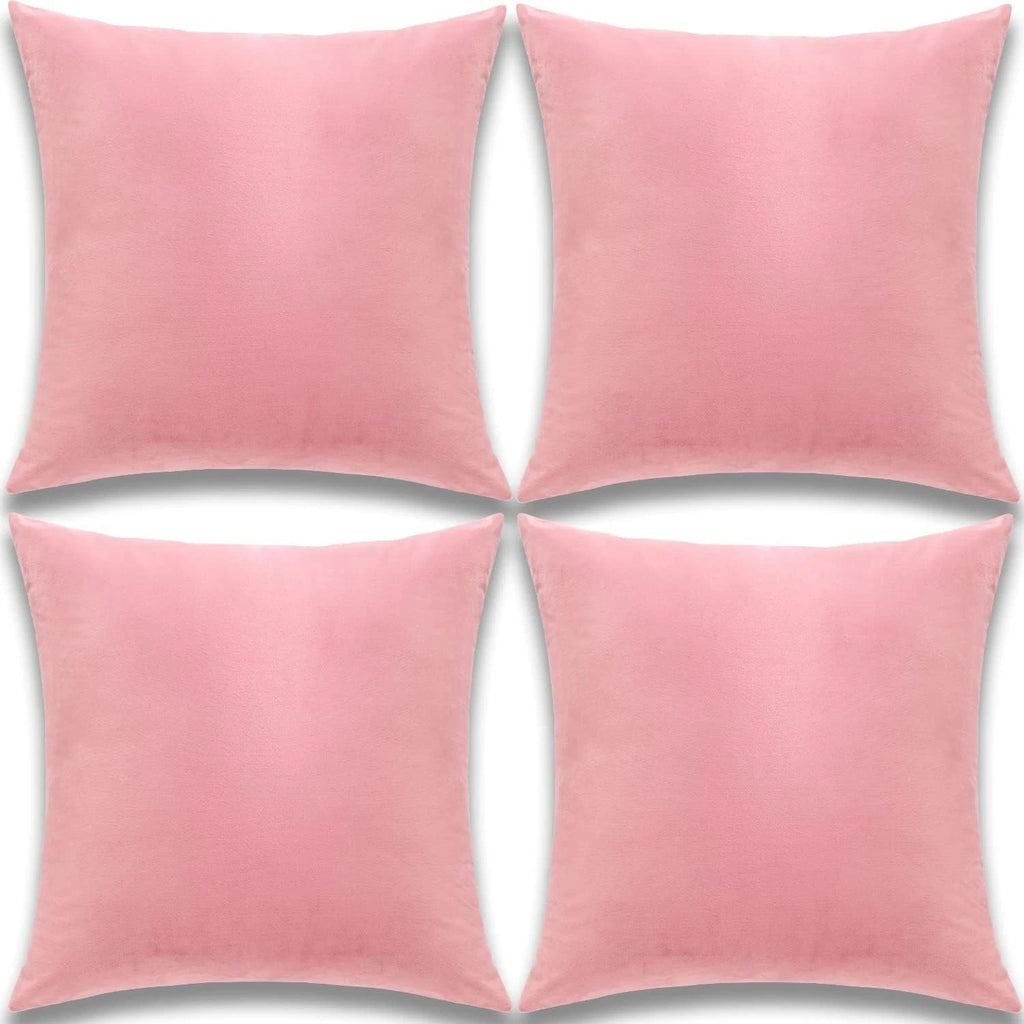 Yonous Cushion Covers, Soft Premium Velvet- Set of 4 - 50cm x 50cm - Rose Pink