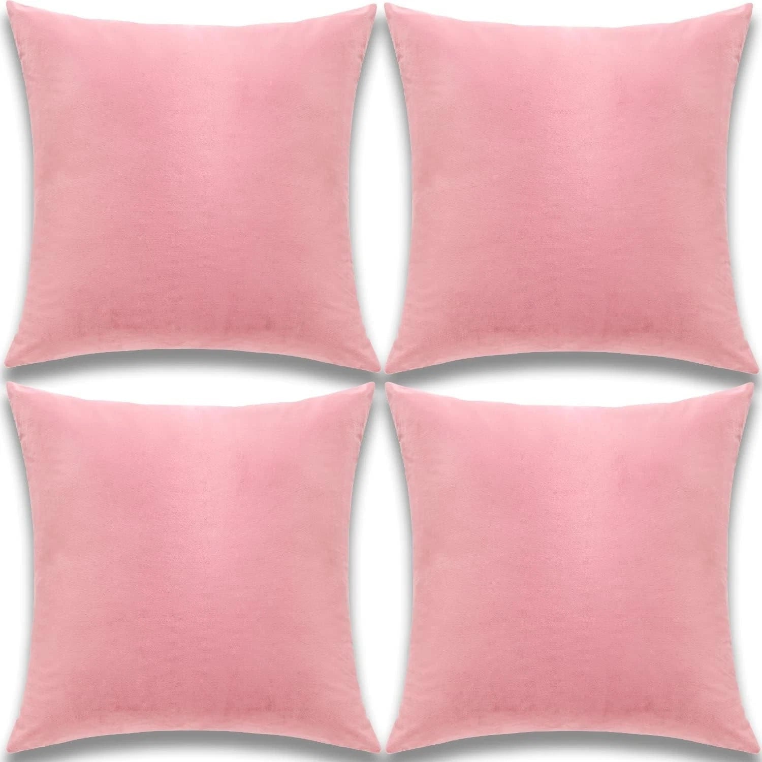 Yonous Cushion Covers, Soft Premium Velvet- Set of 4 - 50cm x 50cm - Rose Pink