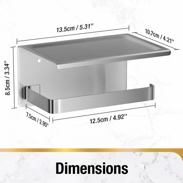 Brushed Nickel Toilet Roll Holder with Shelf Stainless Steel for Bathroom