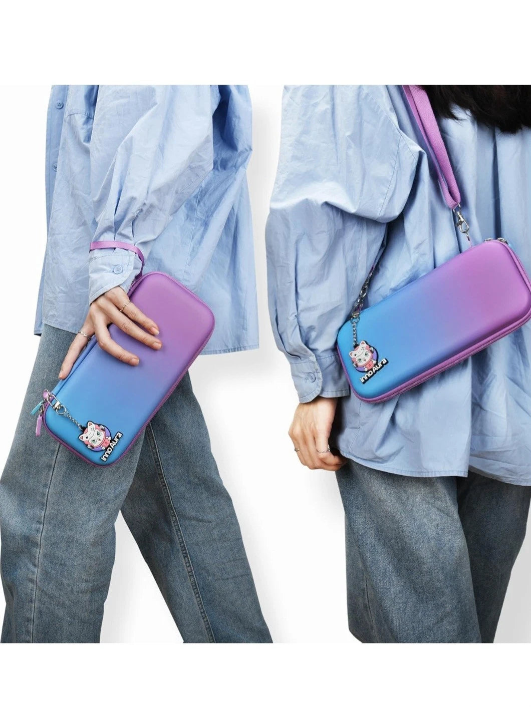 Switch Portable Case, innoAura 16 in 1 Switch Accessories Gradient Purple