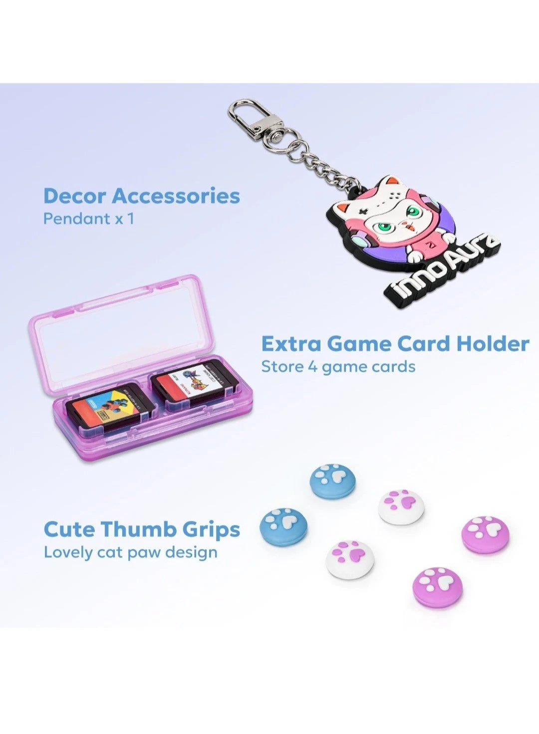 Switch Portable Case, innoAura 16 in 1 Switch Accessories Gradient Purple