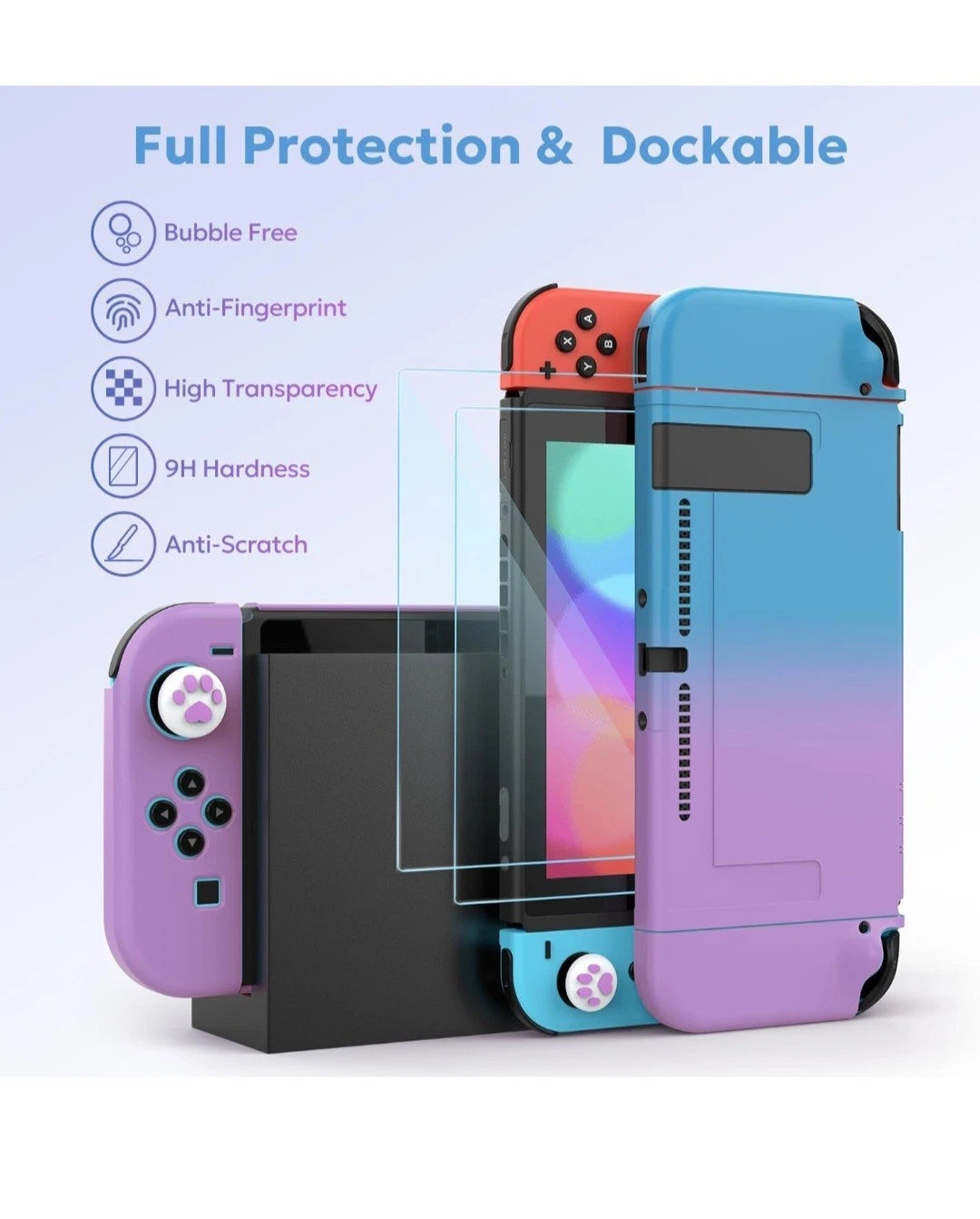 Switch Portable Case, innoAura 16 in 1 Switch Accessories Gradient Purple