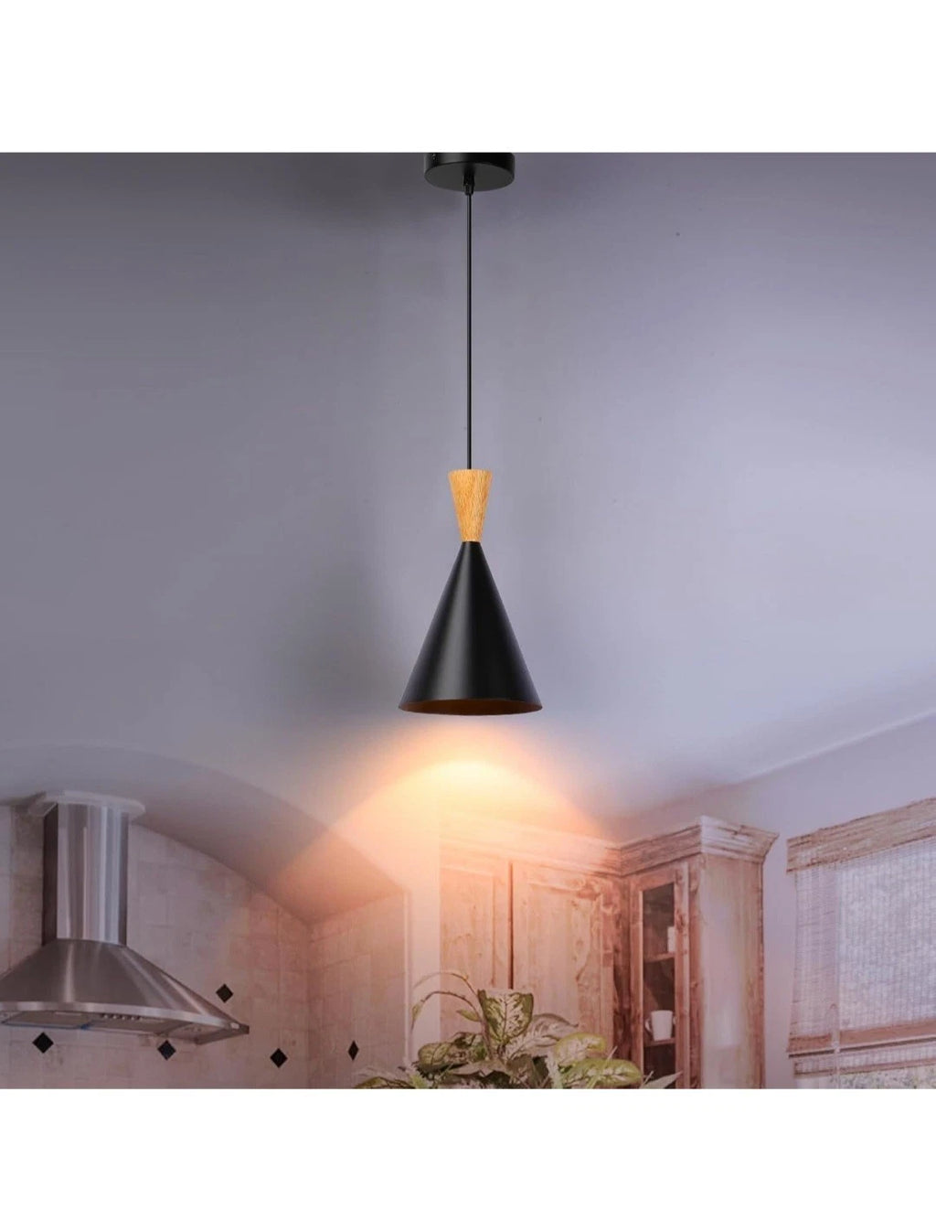 BRUILUCE Modern Black Small Pendant Light With Hardwired Cord For Ceiling E27