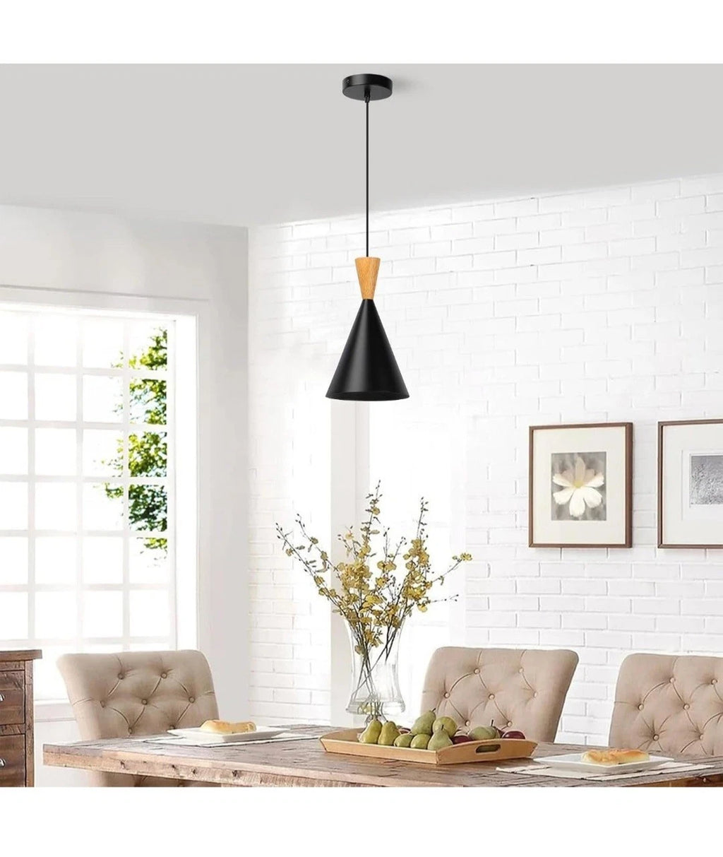 BRUILUCE Modern Black Small Pendant Light With Hardwired Cord For Ceiling E27
