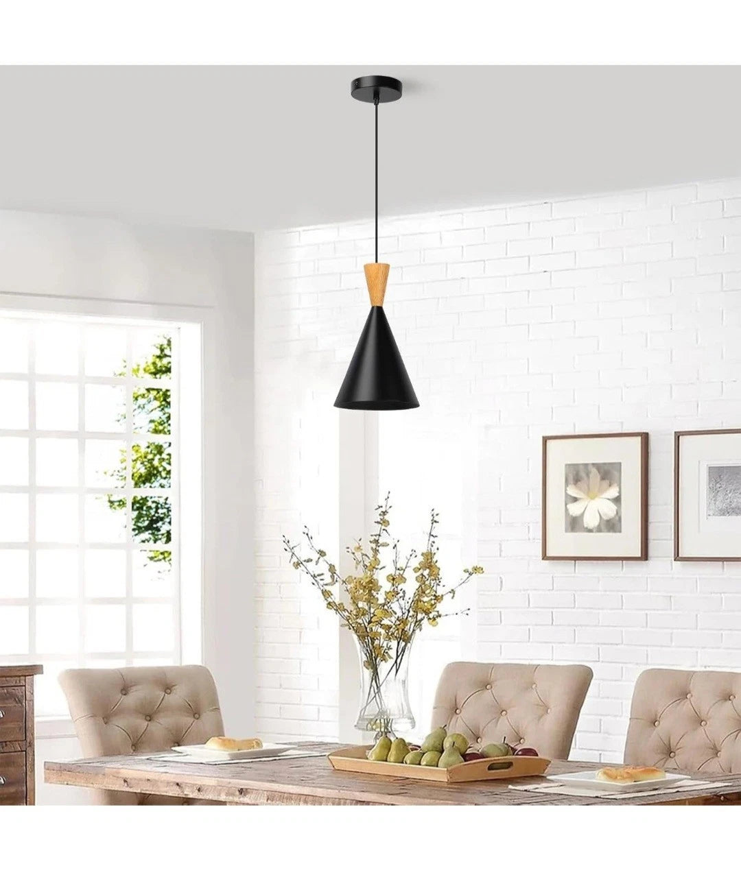 BRUILUCE Modern Black Small Pendant Light With Hardwired Cord For Ceiling E27