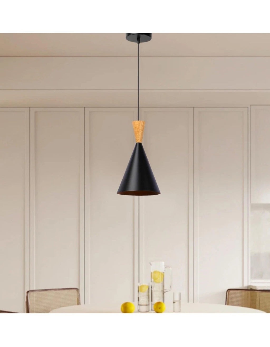 BRUILUCE Modern Black Small Pendant Light With Hardwired Cord For Ceiling E27
