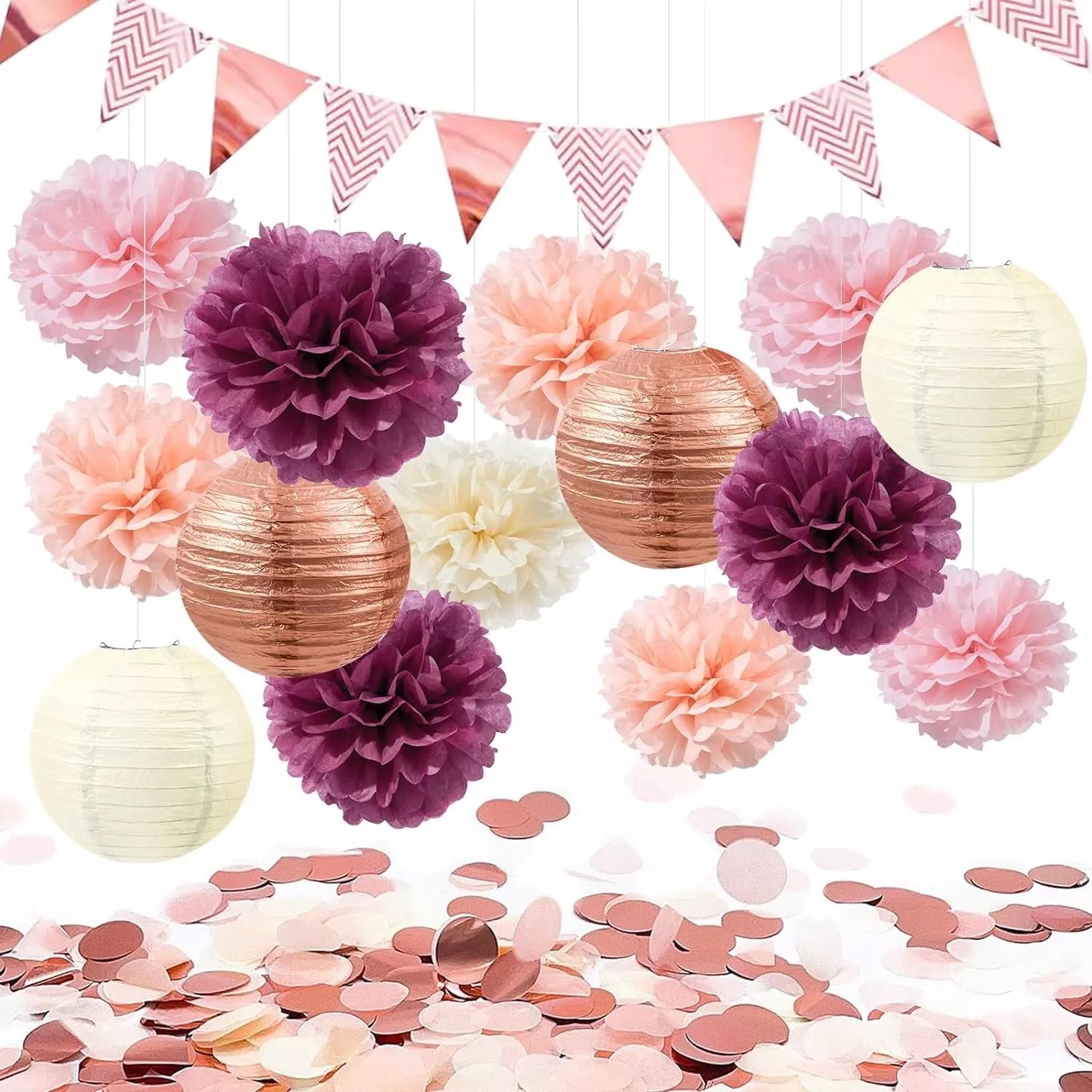 16 Pcs Party Decorations, Wedding Table,Bridal Shower ,Birthday -Rose Gold