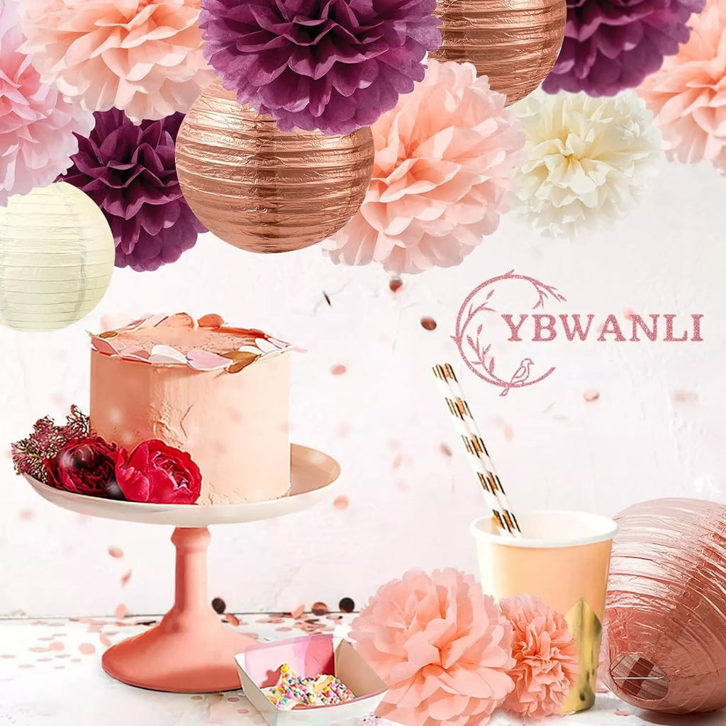 16 Pcs Party Decorations, Wedding Table,Bridal Shower ,Birthday -Rose Gold