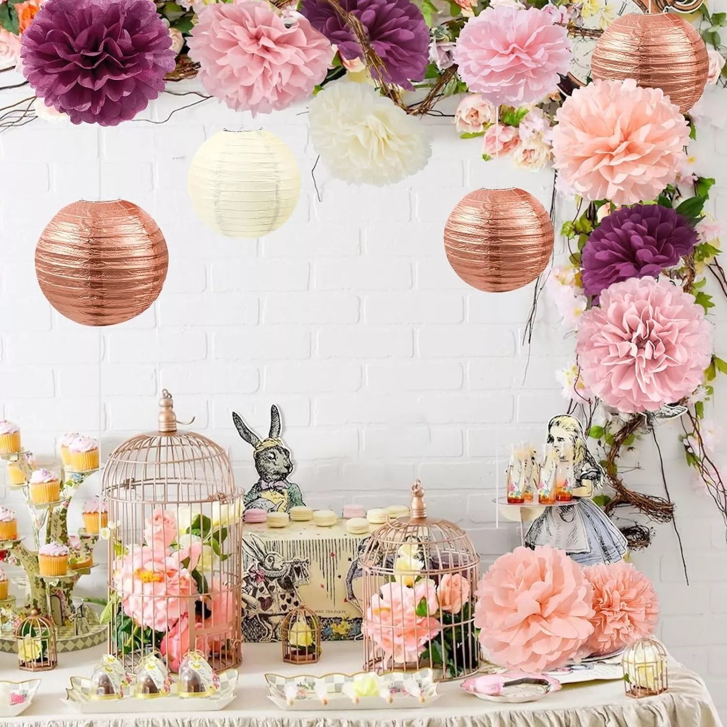 16 Pcs Party Decorations, Wedding Table,Bridal Shower ,Birthday -Rose Gold