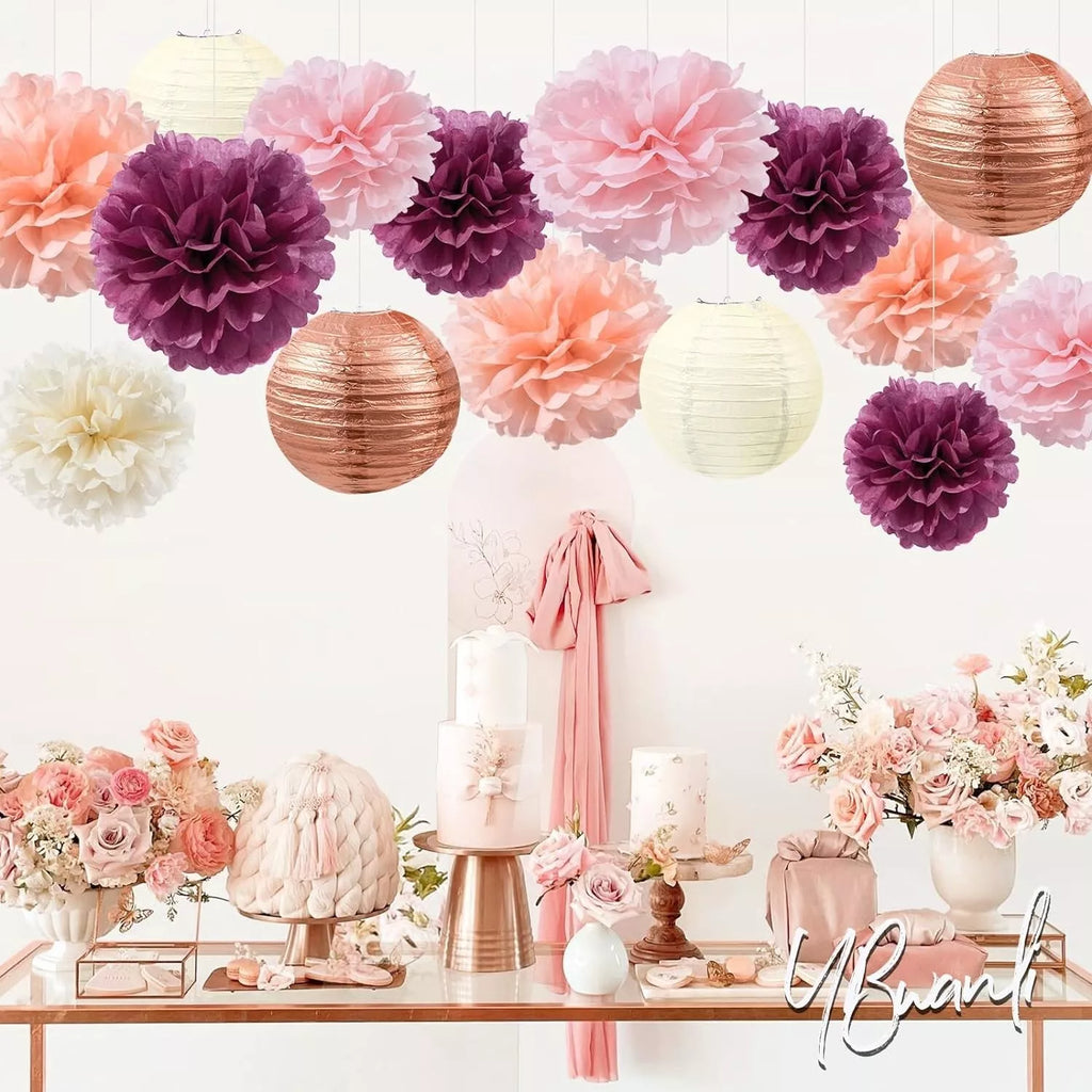 16 Pcs Party Decorations, Wedding Table,Bridal Shower ,Birthday -Rose Gold