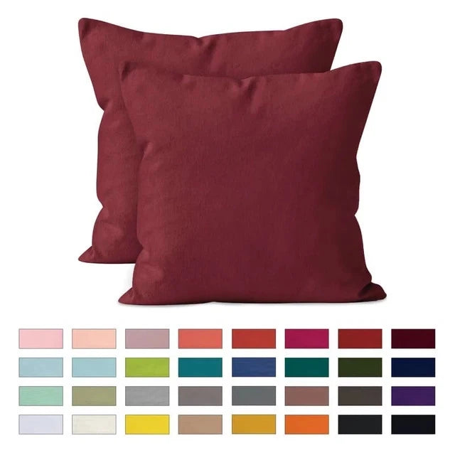Encasa XO Cotton Throw Pillow Covers Set of 2 I (45x45 cm) - Rich Maroon