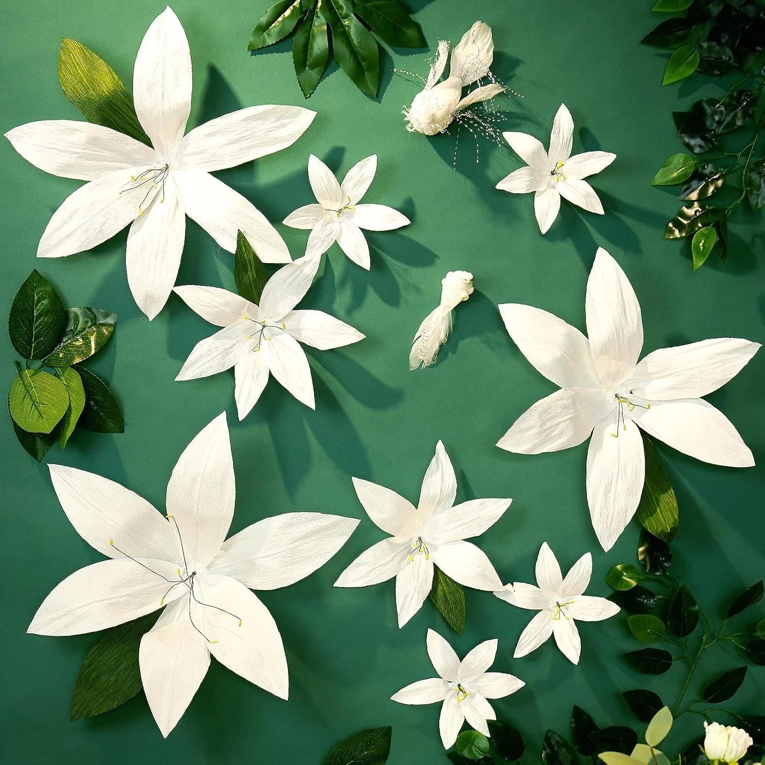 9‑Pack White Lily Paper Flower Wall Decorations 3D Backdrop Wedding Party/ Photo