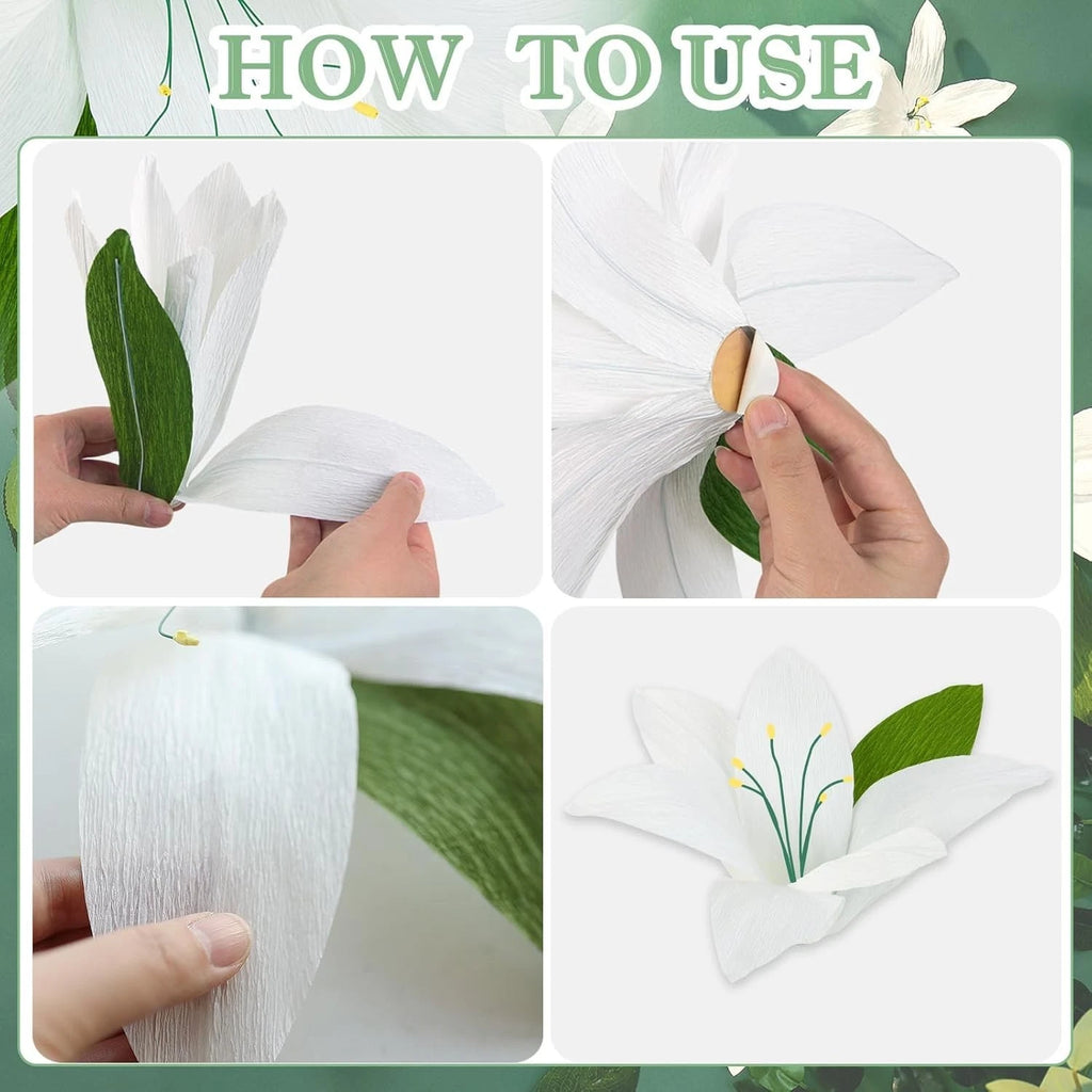 9‑Pack White Lily Paper Flower Wall Decorations 3D Backdrop Wedding Party/ Photo