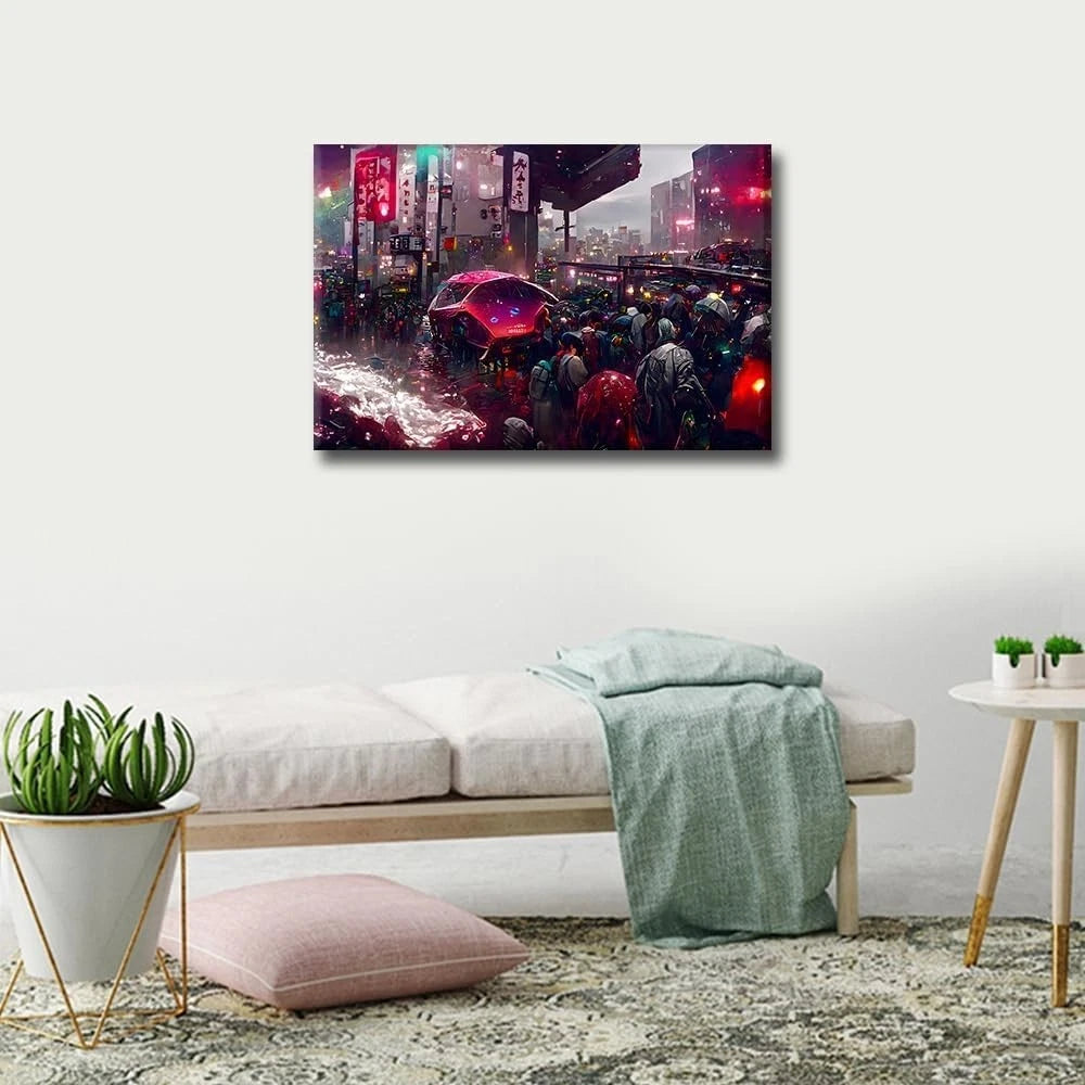 Canvas Wall Art Cyberpunk Poster Printing Modern Wall Decor - FRAMED - 40X 60CM